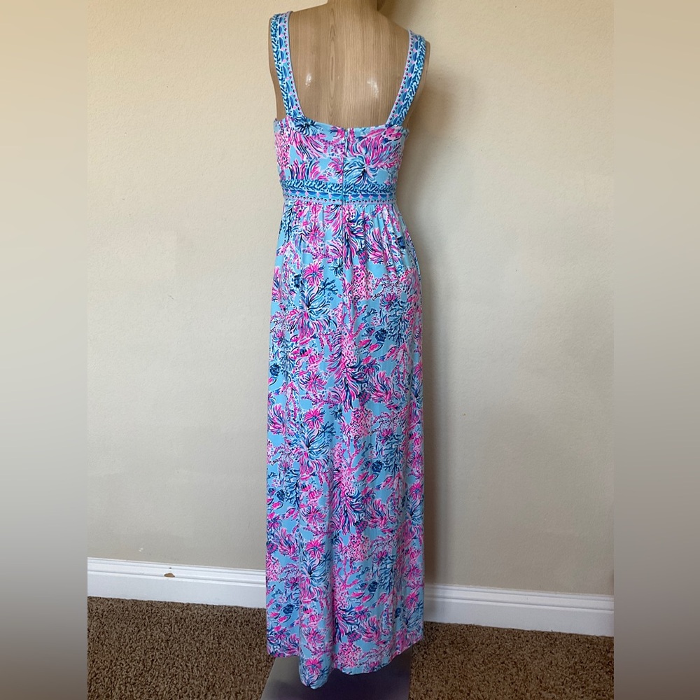 Lilly Pulitzer NWT Serena V-Neck Maxi Dress in Celestial Blue Seek and Sea 00 - Picture 8 of 16